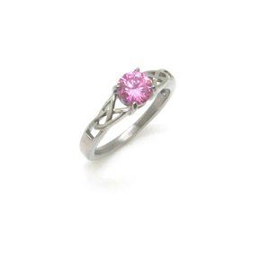 October  Celtic Birthstone Ring, Light Rose Ring